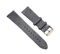 Bracelet de montre en cuir suédé, 16mm, 18mm, 20mm, 22mm, à dégagement rapide, Vintage, fait à la main, Gris foncé, 20mm