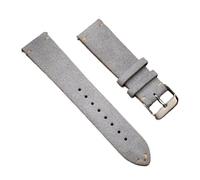 Bracelet de montre en cuir suédé, 16mm, 18mm, 20mm, 22mm, à dégagement rapide, Vintage, fait à la main, Gris clair, 18mm