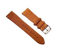 Bracelet de montre en cuir suédé, 16mm, 18mm, 20mm, 22mm, à dégagement rapide, Vintage, fait à la main, Jaune Brun, 20mm