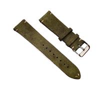 Bracelet de montre en cuir suédé, 16mm, 18mm, 20mm, 22mm, à dégagement rapide, Vintage, fait à la main, Vert, 22mm