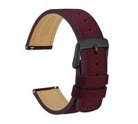 Bracelet de montre en cuir vachette nubuck, 18 mm, 20, 22, noir, marron, vert, compatible avec Samsung, Fossil Q et Michael Kors, fermeture rapide(Red,18mm)