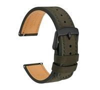 Bracelet de montre en cuir vachette nubuck, 18 mm, 20, 22, noir, marron, vert, compatible avec Samsung, Fossil Q et Michael Kors, fermeture rapide(Green,18mm)