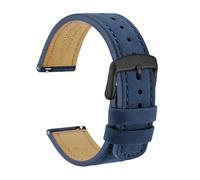Bracelet de montre en cuir vachette nubuck, 18 mm, 20, 22, noir, marron, vert, compatible avec Samsung, Fossil Q et Michael Kors, fermeture rapide(Blue,22mm)