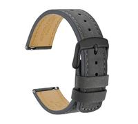 Bracelet de montre en cuir vachette nubuck, 18 mm, 20, 22, noir, marron, vert, compatible avec Samsung, Fossil Q et Michael Kors, fermeture rapide(Dark Grey,22mm)