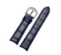 Bracelet de montre en cuir véritable à extrémité incurvée 20 mm, 21, 22, compatible avec Tissot Citizen seiko mido Arc Mouth for hommes, bracelet bleu, ceinture universelle(Beige,20mm)