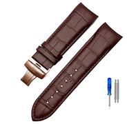 Bracelet de montre en cuir véritable à extrémité incurvée 22mm 23mm 24mm for Tissot Couturier T035 Bracelet de montre Bracelet à boucle en acier Bracelet de poignet Marron ( Color : Brown-Rose Gold ,