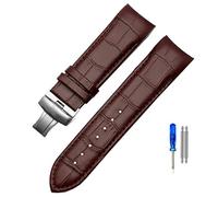 Bracelet de montre en cuir véritable à extrémité incurvée 22mm 23mm 24mm for Tissot Couturier T035 Bracelet de montre Bracelet à boucle en acier Bracelet de poignet Marron ( Color : Brown-Silvery , Si