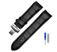 Bracelet de montre en cuir véritable à extrémité incurvée 22mm 23mm 24mm for Tissot Couturier T035 Bracelet de montre Bracelet à boucle en acier Bracelet de poignet Marron ( Color : Black-Silvery , Si