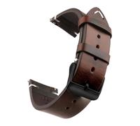 Bracelet de montre en cuir véritable ciré à l'huile, 18-24 mm, à dégagement rapide, compatible avec Samsung/Seiko/Oris/Citizen(Dark Brown Black,21mm)