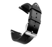 Bracelet de montre en cuir véritable ciré à l'huile, 18-24 mm, à dégagement rapide, compatible avec Samsung/Seiko/Oris/Citizen(Black Silver,21mm)