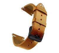 Bracelet de montre en cuir véritable ciré à l'huile, 18-24 mm, à dégagement rapide, compatible avec Samsung/Seiko/Oris/Citizen(Brown Black,21mm)