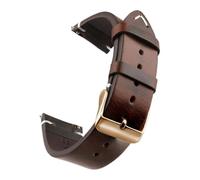 Bracelet de montre en cuir véritable ciré à l'huile, 18-24 mm, à dégagement rapide, compatible avec Samsung/Seiko/Oris/Citizen(Dark Brown Rose Gold,21mm)