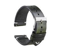 Bracelet de montre en cuir véritable ciré à l'huile fait à la main Bracelet de montre en cuir de vachette à couche supérieure à dégagement rapide,vert foncé,20mm