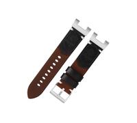 Bracelet de montre en cuir véritable Compatible avec Casio GST-B100/W300/400G/210/W120L/S130L/S310(Dark brown-silver)