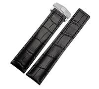 Bracelet de montre en cuir véritable pour bracelet bleu, noir, marron, 19 mm, 20 mm, 22 mm avec boucle déployante, 19mm