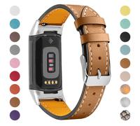 Bracelet de montre en cuir véritable pour Fitbit Charge 5/6 coffee