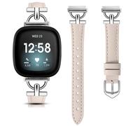 Bracelet de montre en cuir véritable pour Fitbit Versa 4/3/Sense - Rose pâle