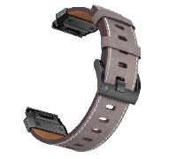 Bracelet de montre en cuir véritable pour Garmin Fenix 8/7X/7/6/5/965 Gray 22 mm