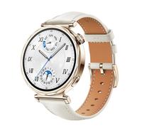 Bracelet de montre en cuir véritable pour Huawei Watch GT5 - 18 mm White + Gold