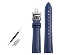 Bracelet de montre en cuir véritable pour montre L29094920 de 19 mm, 20 mm, 21 mm, 22 mm. Remplacez le bracelet de montre en cuir de vache, P Boucle bleue argentée, 21mm