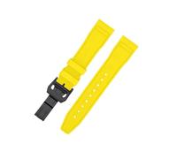 Bracelet de montre en fluoroélastomère FKM/FPM (1 pièce), 20 mm ou 21, boucle papillon à ouverture facile, souple, étanche, for la plongée(Yellow 2,20mm)