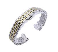 Bracelet de Montre en métal d'acier Inoxydable réglable avec des Accessoires de Montre de Bracelet de Remplacement de Fermoir Pliant(Gold Silver,10mm)