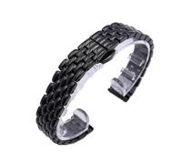 Bracelet de Montre en métal d'acier Inoxydable réglable avec des Accessoires de Montre de Bracelet de Remplacement de Fermoir Pliant(Black,14mm)