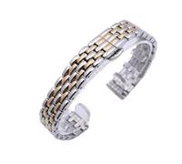 Bracelet de Montre en métal d'acier Inoxydable réglable avec des Accessoires de Montre de Bracelet de Remplacement de Fermoir Pliant(Rose Gold Silver,16mm)