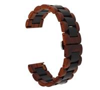 Bracelet de Montre en Métal en Bois 20mm 22mm Bracelet de Remplacement Universel adapté à la Montre Intelligente Montre à Quartz Accessoires de Bracelet for Hommes et Femmes(Redblack,22mm)