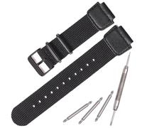 Bracelet de montre en nylon compatible avec Casio AE1200WH AE-1000 SGW-300H SGW-400 AQ-S810W 18 mm Bracelet de montre de rechange en cuir et acier inoxydable pour homme (boucle noire)