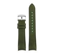 Bracelet de montre en nylon + cuir vache 20 mm compatible avec Omega Speedmaster Moonwatch 300 AT150 Planet Ocean Seiko toile boucle papillon(Green silver pin,22mm)