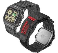 Bracelet de montre en nylon durable de 18 mm compatible avec CASIO DW-H5600, AE-1000W, AE-1100W, AE-1200, W-S200H, F-91W et plus encore, bracelet de montre à dégagement rapide | 2 tailles (S : 16,3