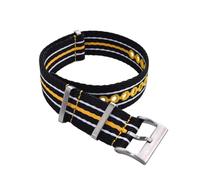 Bracelet de montre en nylon phosphorescent de 20 mm et 22 mm, bracelet de rechange for toutes les marques de montres, adapté à un usage quotidien(Black Yellow -White,22mm)