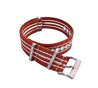Bracelet de montre en nylon phosphorescent de 20 mm et 22 mm, bracelet de rechange for toutes les marques de montres, adapté à un usage quotidien(Orange Khaki-White,22mm)