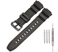 Bracelet de montre en résine compatible avec Casio MCW100H WS220 pour homme - Bracelet de rechange étanche - Orange et noir - Boucle en résine noire