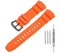 Bracelet de montre en résine compatible avec Casio MCW100H WS220 pour homme - Bracelet de rechange étanche orange noir (boucle en métal orange)