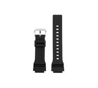 Bracelet de montre en résine de Silicone de 18mm Compatible avec Casio WS-1400H WS1300 WS-1500 W-737H AE-1500(Black-Silver)
