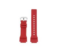 Bracelet de montre en résine de Silicone de 18mm Compatible avec Casio WS-1400H WS1300 WS-1500 W-737H AE-1500(Red-Silver)