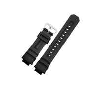 Bracelet de montre en Silicone 16mm, adapté for Casio g-shock AW-591/590/5230/282B AWG-M100/101 G-7700/7710, bracelet de montre en caoutchouc souple et étanche noir(Silver buckle)