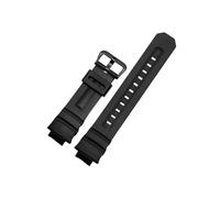 Bracelet de montre en Silicone 16mm, adapté for Casio g-shock AW-591/590/5230/282B AWG-M100/101 G-7700/7710, bracelet de montre en caoutchouc souple et étanche noir(Black buckle)