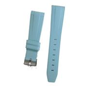 Bracelet de montre en silicone 20 mm compatible avec OmegaX, compatible Swatch Joint Moon, bracelet plongée caoutchouc à extrémité incurvée, compatible Rolex Seiko, compatible Water Ghost(Light blue)