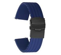 Bracelet de montre en silicone à dégagement rapide 18 mm, 20 mm, 22 mm, 24 mm, pour Huawei Watch GT4/GT3 46 mm, Seiko, Omega, Fossil, bleu foncé, noir, 22 mm