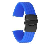 Bracelet de montre en silicone à dégagement rapide 18 mm, 20 mm, 22 mm, 24 mm, pour Huawei Watch GT4/GT3 46 mm, Seiko, Omega, Fossil, bleu clair, noir, 20 mm