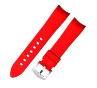 Bracelet de montre en Silicone à extrémité incurvée, 20/22mm, adapté for Omega/seiko/rolex/tissot/Tudor(Red silver buckle,22mm)
