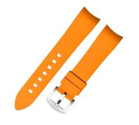Bracelet de montre en Silicone à extrémité incurvée, 20/22mm, adapté for Omega/seiko/rolex/tissot/Tudor(Orange silver buckle,22mm)
