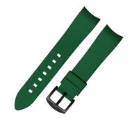 Bracelet de montre en Silicone à extrémité incurvée, 20/22mm, adapté for Omega/seiko/rolex/tissot/Tudor(Green black buckle,20mm)