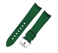 Bracelet de montre en Silicone à extrémité incurvée, 20/22mm, adapté for Omega/seiko/rolex/tissot/Tudor(Green silver buckle,20mm)