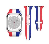 Bracelet de montre en silicone avec drapeau de la France compatible avec Apple Watch Series 42 mm 44 mm, taille unique, Silicone, Pas de gemme