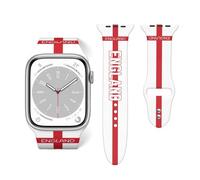 Bracelet de montre en silicone avec drapeau de l'Angleterre compatible avec Apple Watch Series 42 mm 44 mm, taille unique, Silicone, Pas de gemme