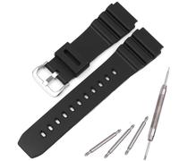 Bracelet de montre en silicone compatible avec Casio MDV106 Series AMW320R AMW320D - Bracelet unisexe de 22 mm (boucle argentée)